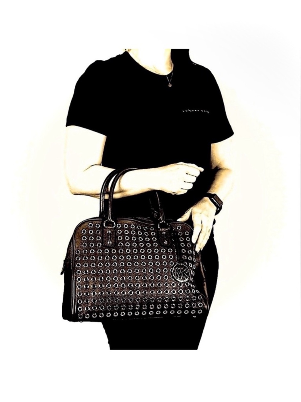 Michael Kors Lg Grommets Dome Sandrine Leather